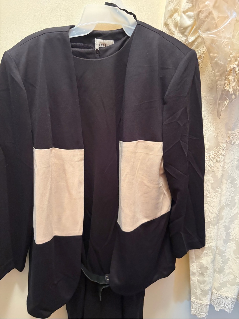 Ultra Dress Collection Black Jacket with Cream Pocket Panels